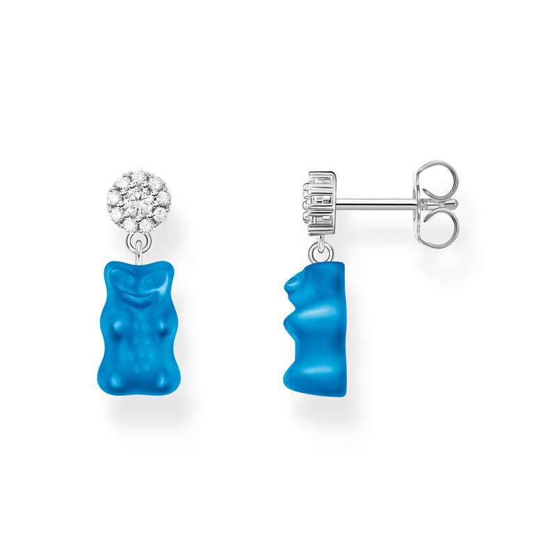 Boucles d'oreille THOMAS SABO argent ourson bleu oxyde de zirconiums - vue 1