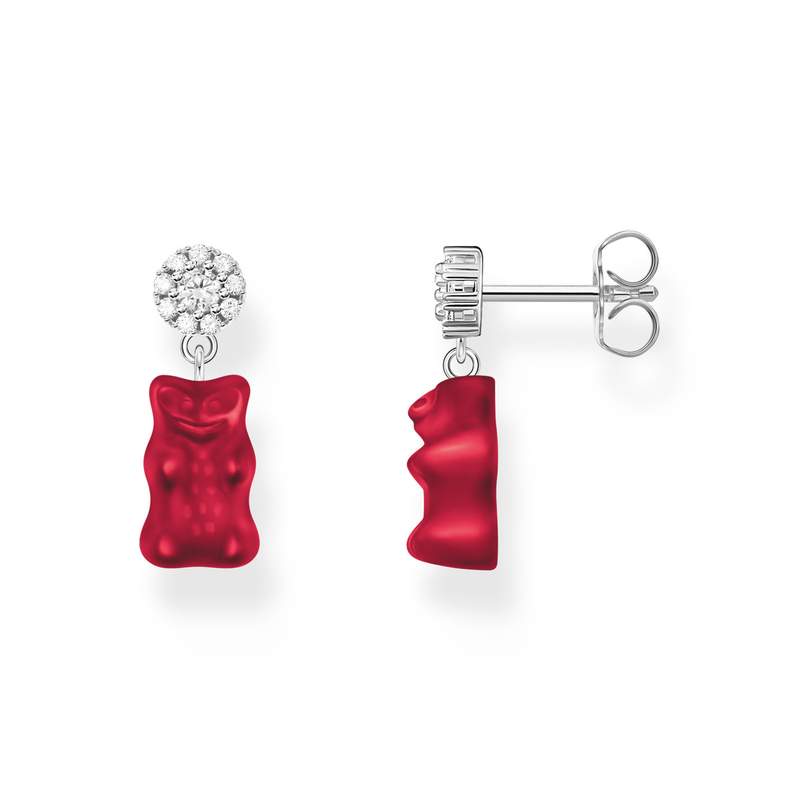 Boucles d'oreille THOMAS SABO argent ourson rouge oxyde de zirconiums - vue 1