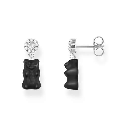 Boucles d'oreille THOMAS SABO argent ourson noir oxyde de zirconiums