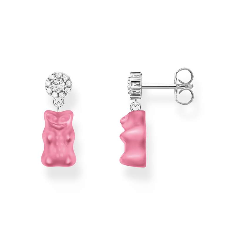 Boucles d'oreille THOMAS SABO argent ourson rose oxyde de zirconiums - vue 1