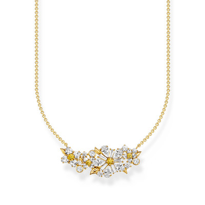 Collier THOMAS SABO argent doré jaune fleur oxyde de zirconiums 45cm