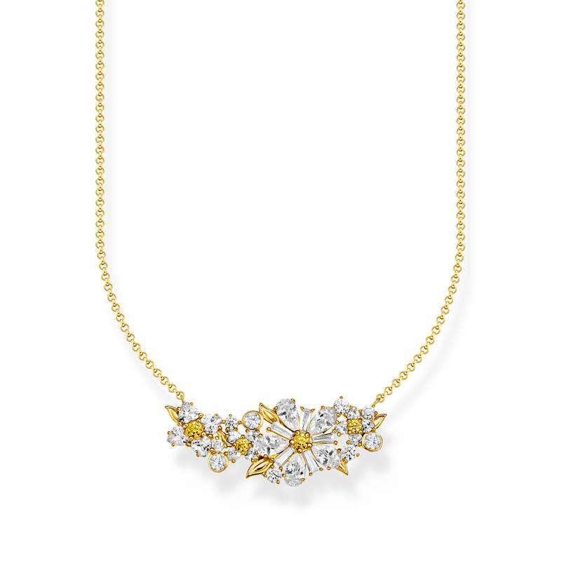 Collier THOMAS SABO argent doré jaune fleur oxyde de zirconiums 45cm - vue 1