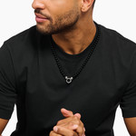 Collier THOMAS SABO argent obsidiennes noir 60cm - vue porté 2