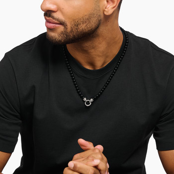 Collier THOMAS SABO argent obsidiennes noir 60cm