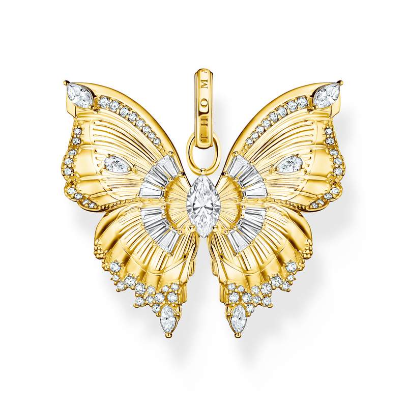 Pendentif THOMAS SABO argent doré jaune papillon oxyde de zirconiums - vue 1