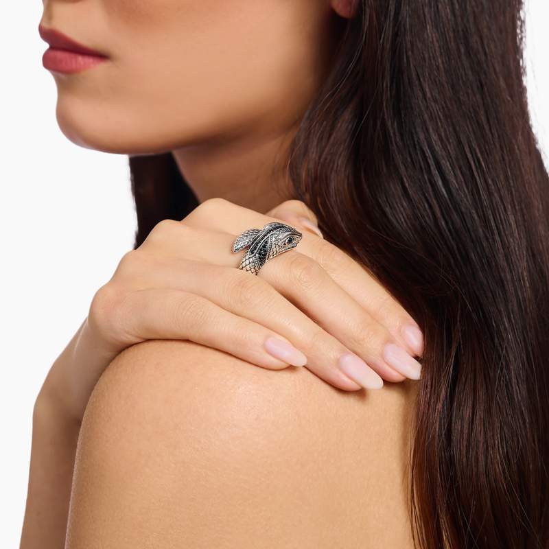 Bague THOMAS SABO argent serpent oxyde de zirconiums - vue porté 1