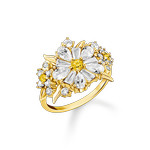 Bague THOMAS SABO  argent doré jaune fleur oxyde de zirconiums - vue 1