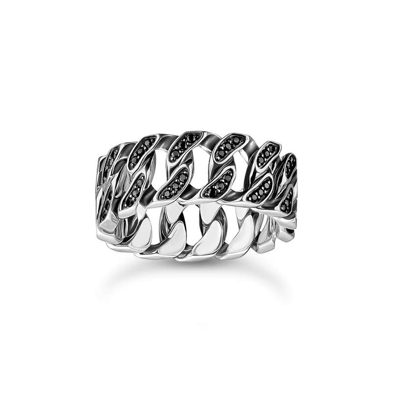 THOMAS SABO-ring van zilver met zwart zirkoniumoxide - aanzicht 1