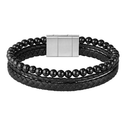 Bracelet BOSS SPHERE MIXED cuir noir