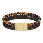 Bracelet BOSS SPHERE MIXED cuir marron - vue 2