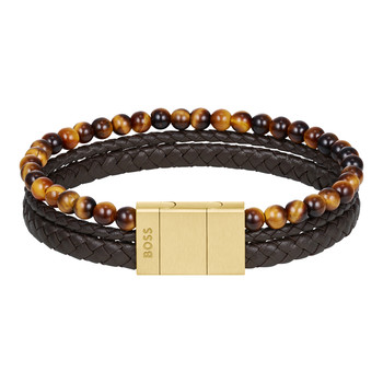 Bracelet BOSS SPHERE MIXED cuir marron