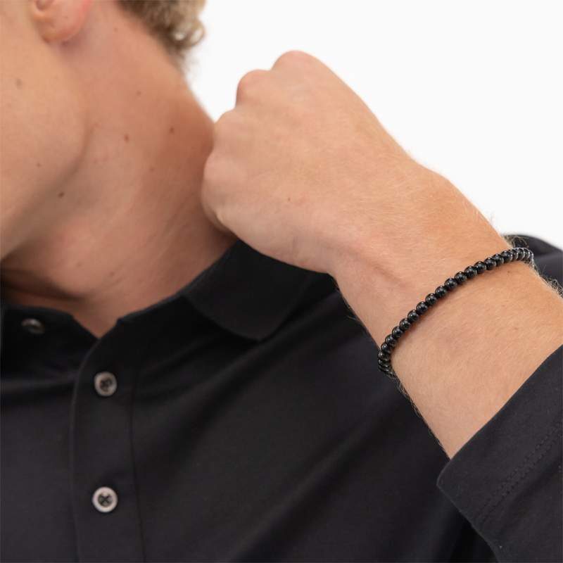 Bracelet BOSS SPHERE BEADS acier noir - vue porté 1