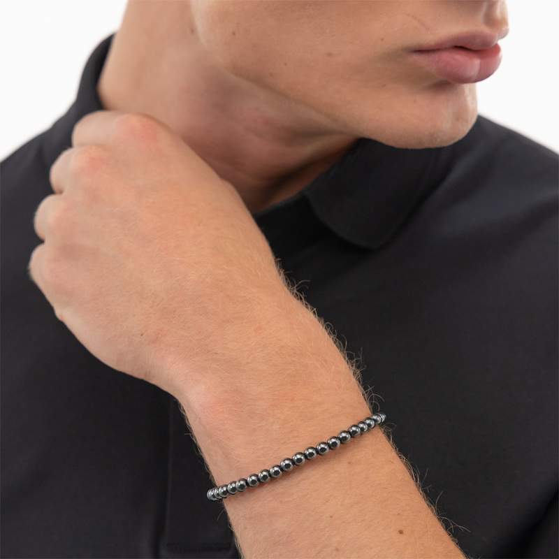 Bracelet BOSS SPHERE BEADS acier - vue porté 1