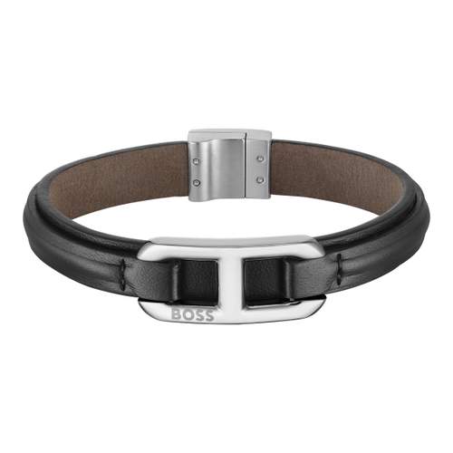Bracelet BOSS KODE cuir noir