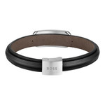 Bracelet BOSS KODE cuir noir - vue 2