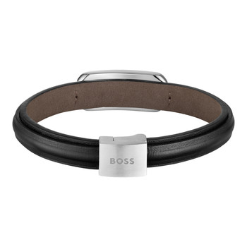 Bracelet BOSS KODE cuir noir