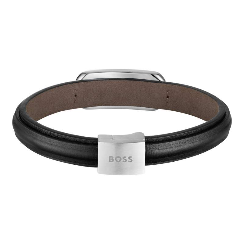 Bracelet BOSS KODE cuir noir - vue 2