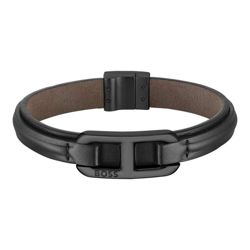 Bracelet BOSS KODE cuir noir - vue 1