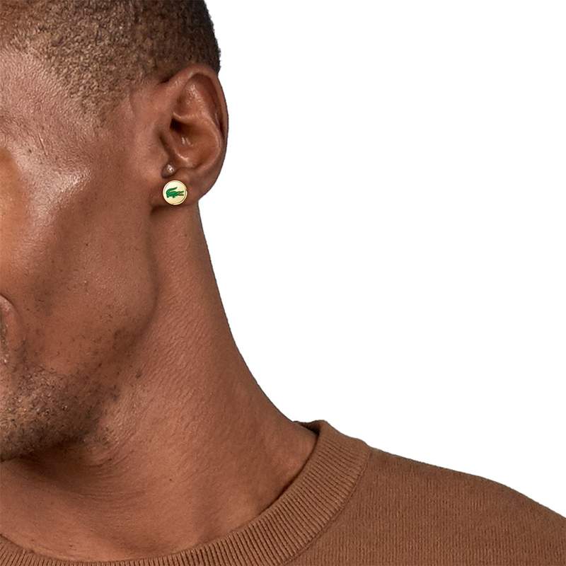 Boucles d'oreille LACOSTE ARTHOR acier inoxydable doré - vue porté 1