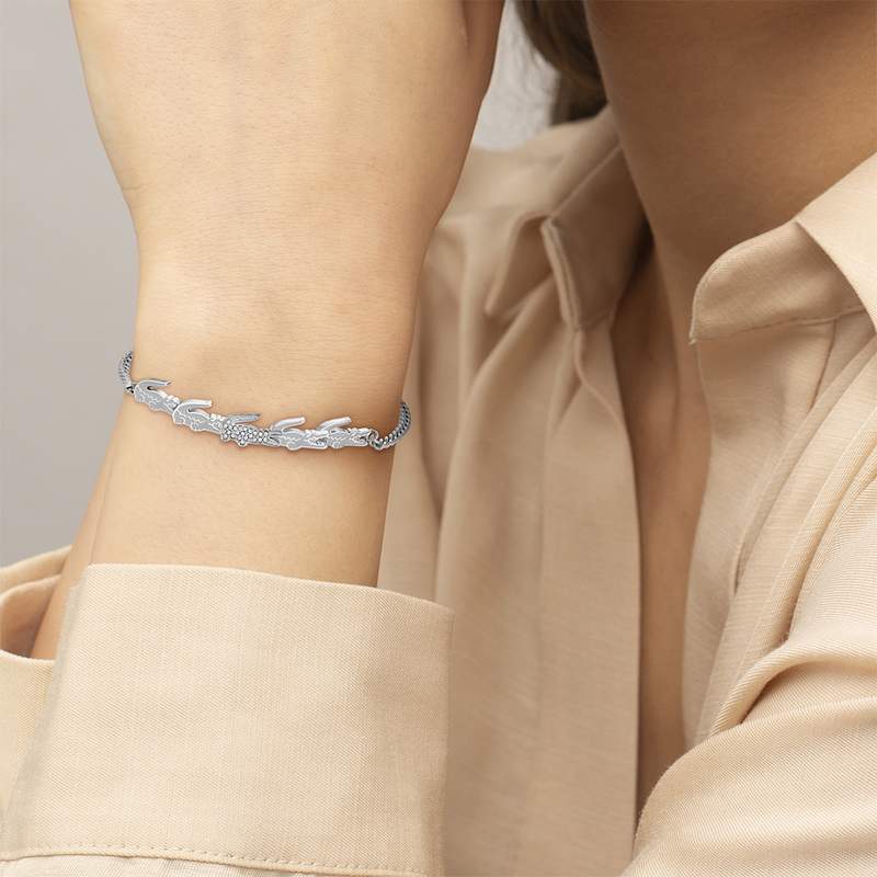 Bracelet LACOSTE CROCODILE acier inoxydable - vue porté 1
