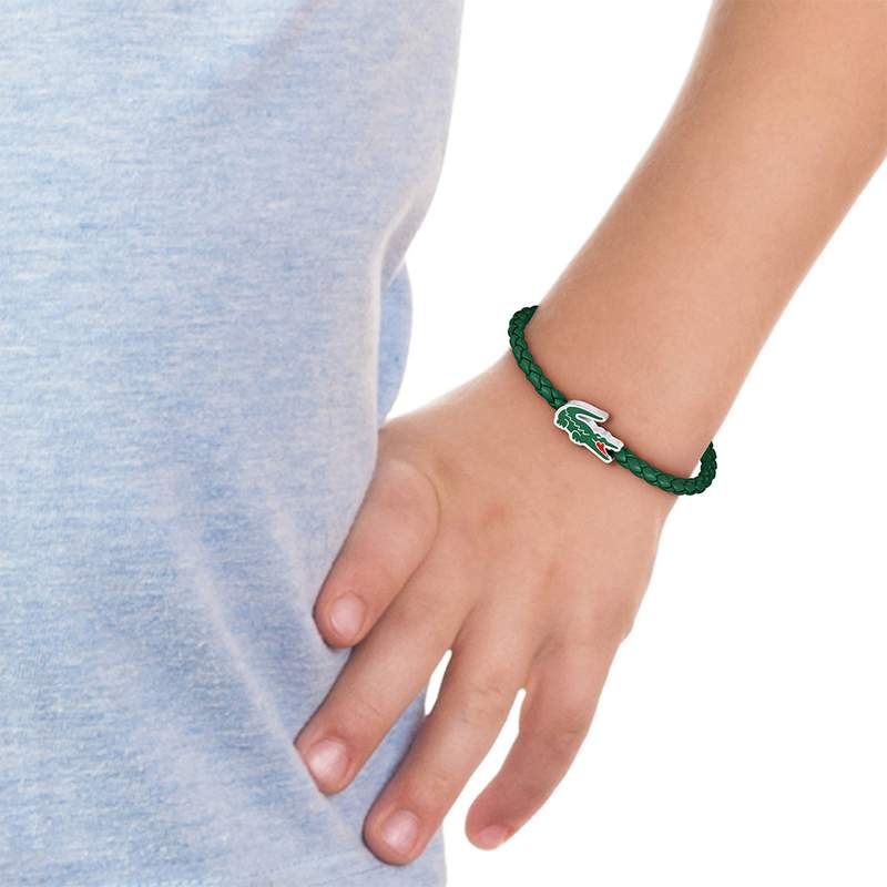 Bracelet LACOSTE CUTIE CROC cuir vert - vue porté 1