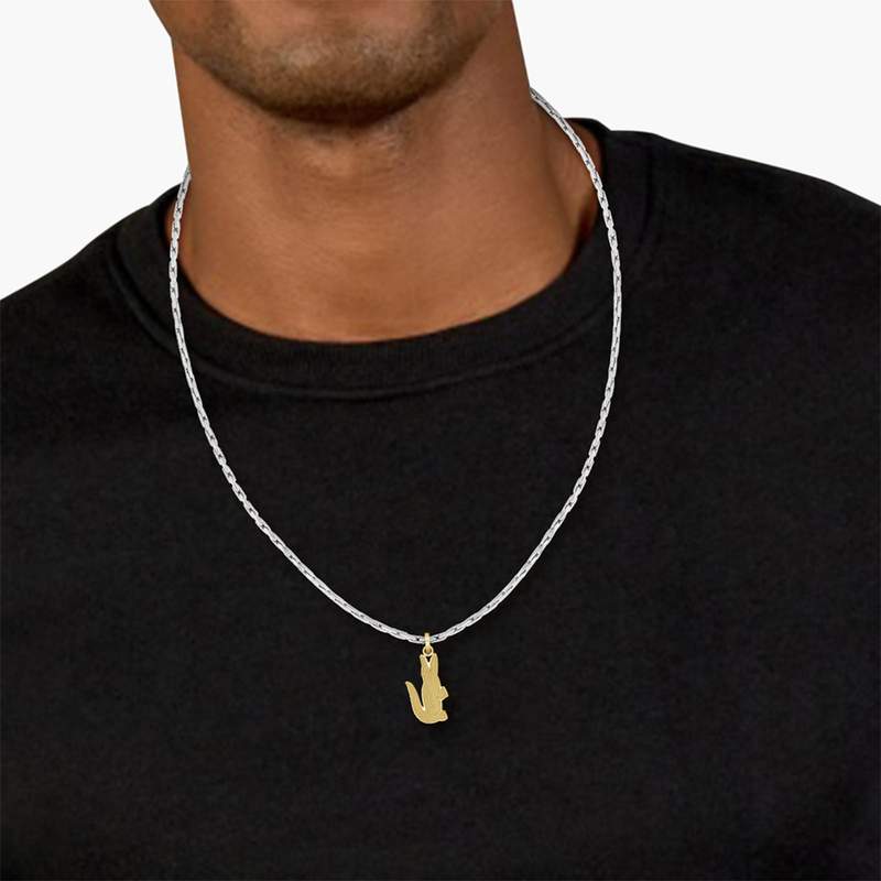 Chaine LACOSTE arthor acier inoxydable bicolore - vue porté 1