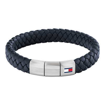 Bracelet TOMMY HILFIGER BRAIDED METAL cuir bleu - vue 1