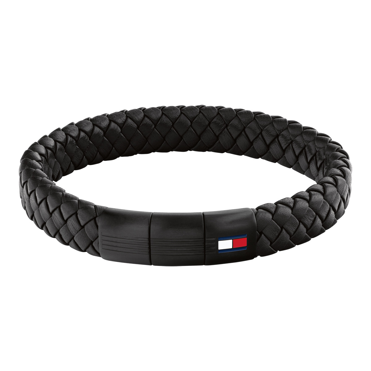 Bracelet TOMMY HILFIGER BRAIDED METAL cuir noir