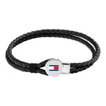 Bracelet TOMMY HILFIGER BRUCE LEATHER cuir noir - vue 1