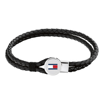 TOMMY HILFIGER BRUCE LEATHER black leather bracelet
