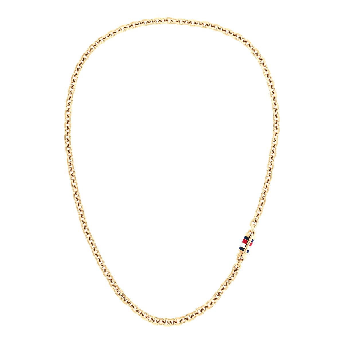 TOMMY HILFIGER Bruce leather chain in gold-plated steel