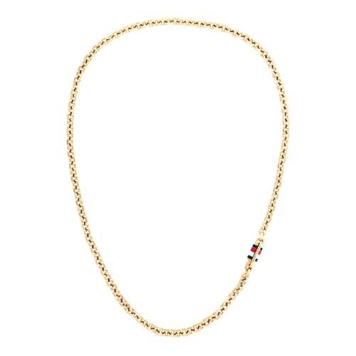 TOMMY HILFIGER bruce leather ketting in goudkleurig staal