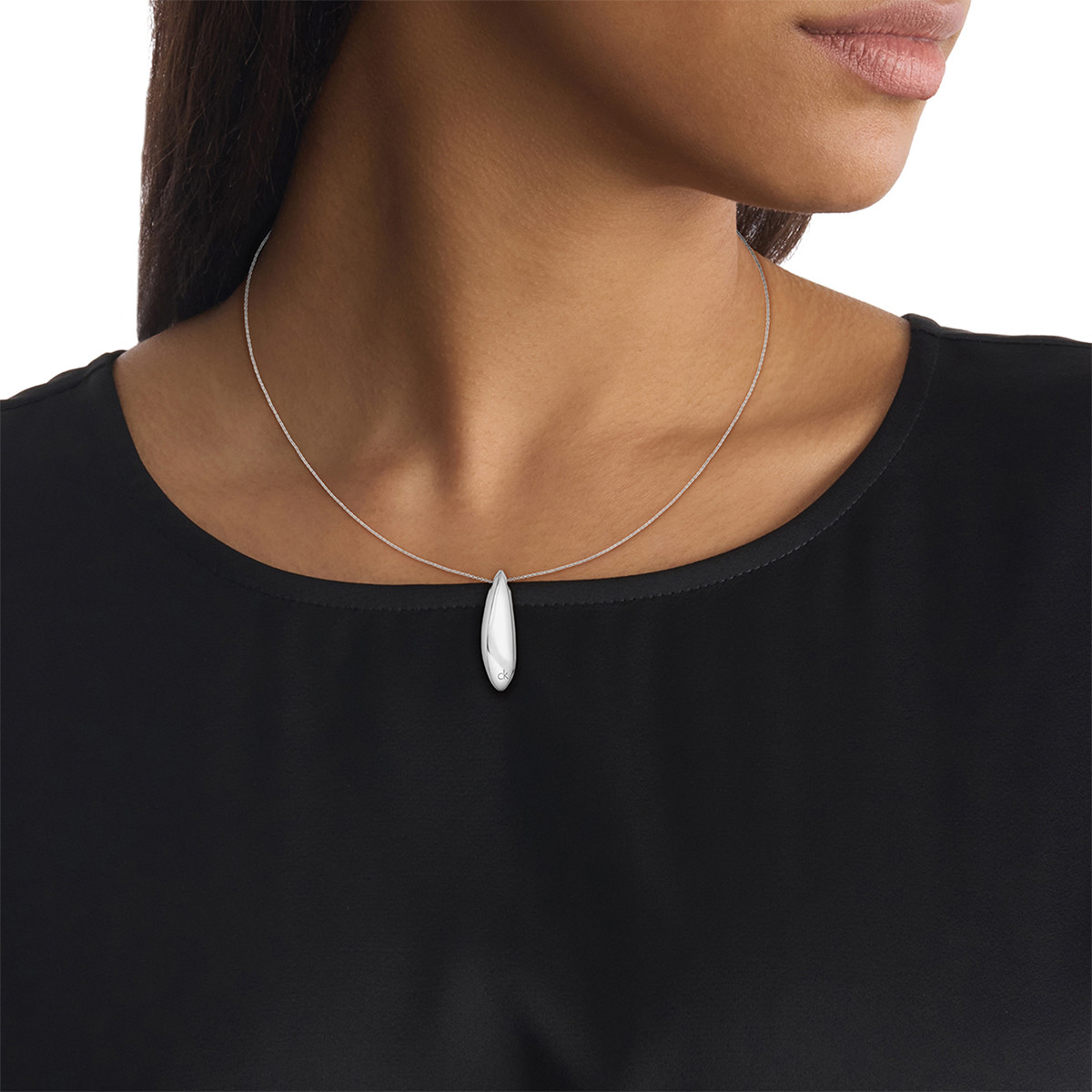 CALVIN KLEIN distinctive icons steel necklace - worn view 1