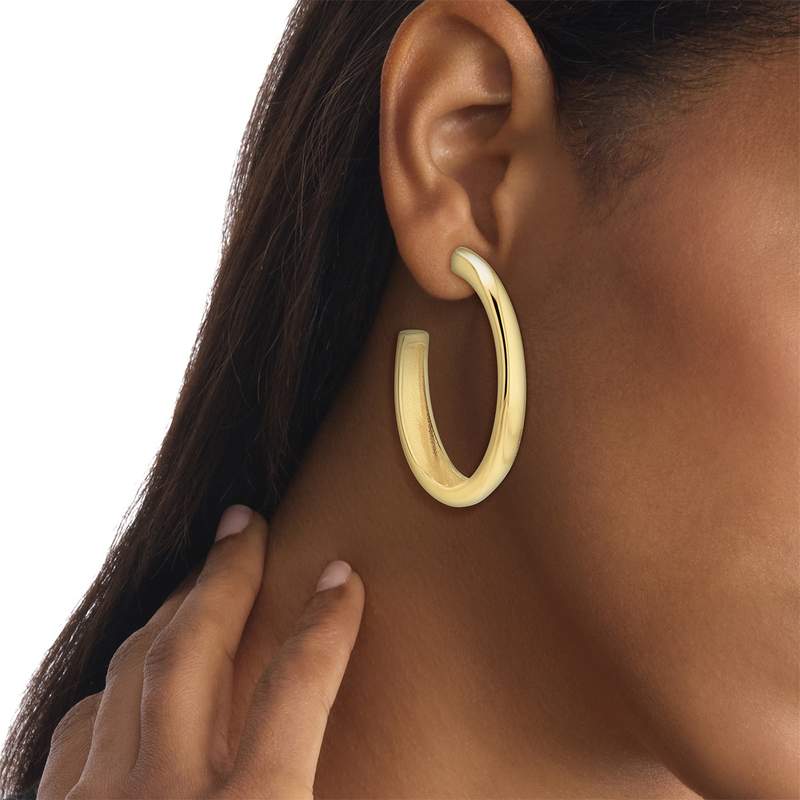Boucles d'oreilles CALVIN KLEIN DISTINCTIVE ICONS acier doré - vue porté 1