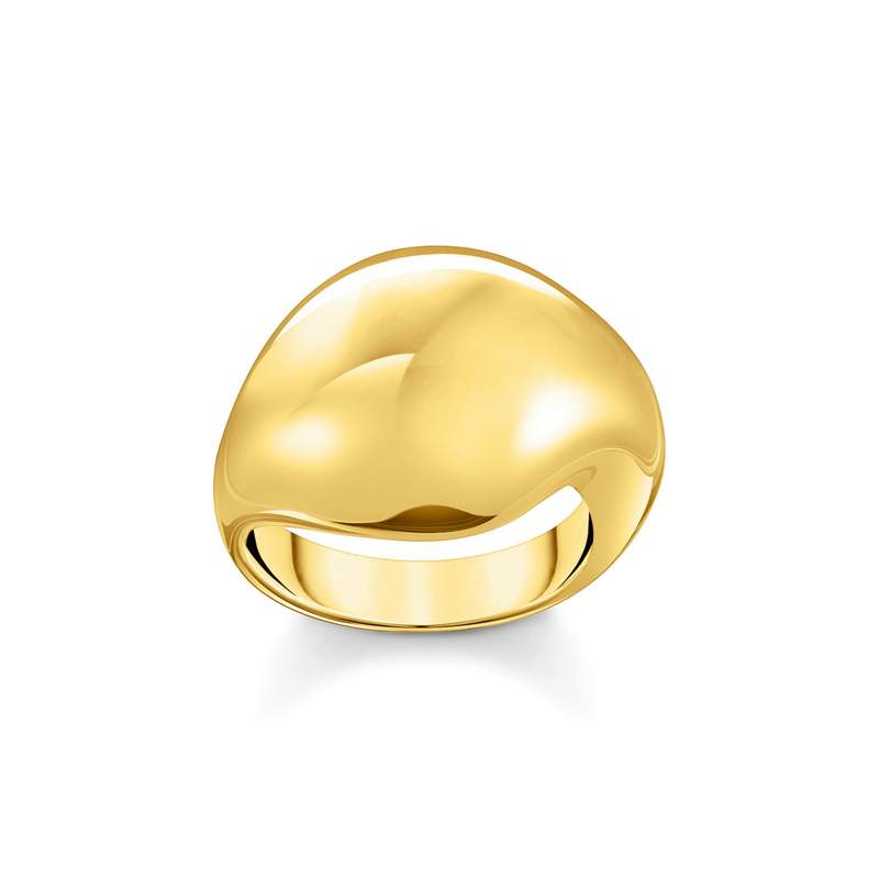 Bague THOMAS SABO argent doré jaune  goutte organique - vue 1