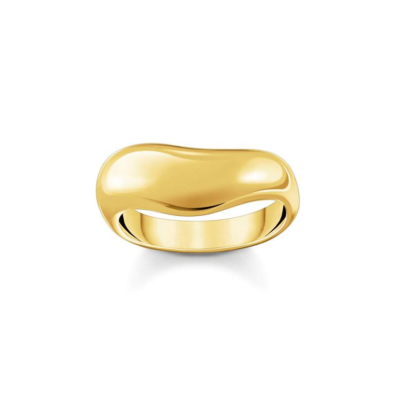 Bague THOMAS SABO argent doré jaune  goutte organique - vue 1