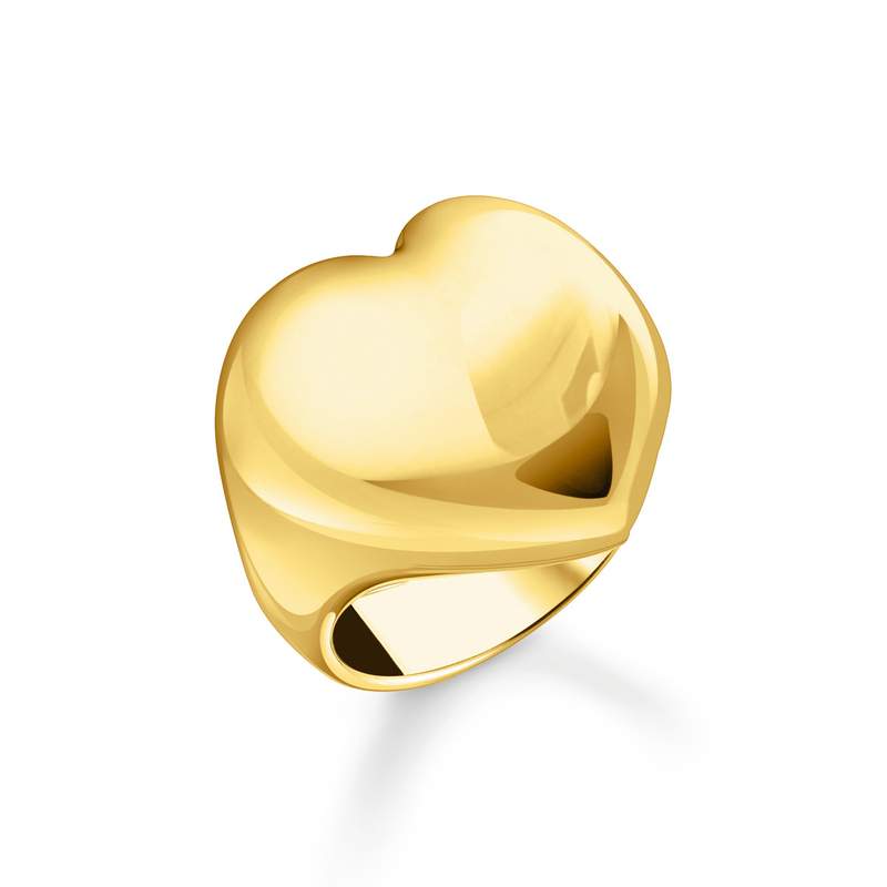 Bague THOMAS SABO argent doré jaune coeur - vue 1