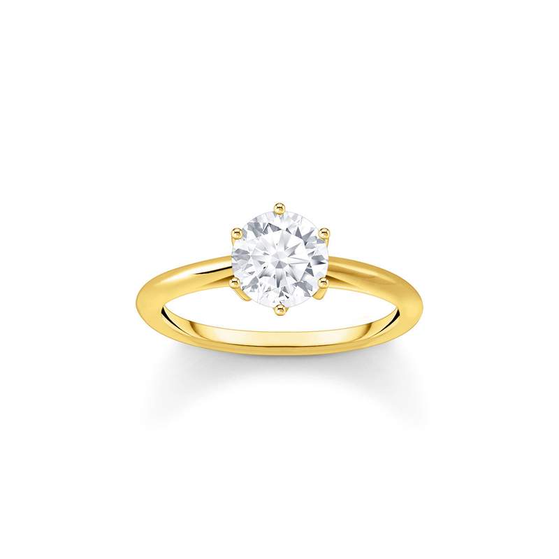 Bague THOMAS SABO plaqué or avec zircon blanc - vue 1