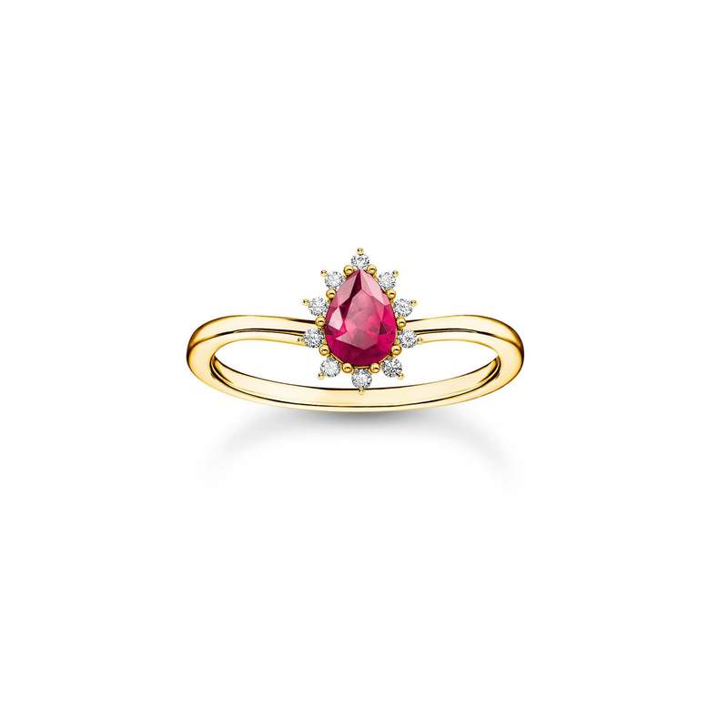 Bague THOMAS SABO plaque or vintage romance avec zircon - vue 1