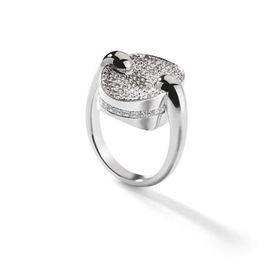 Bague or blanc diamants - vue 1