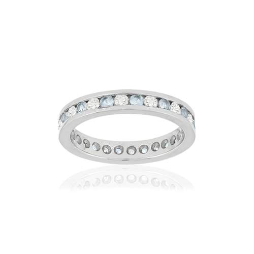 Alliance or blanc diamants topazes bleues traitées