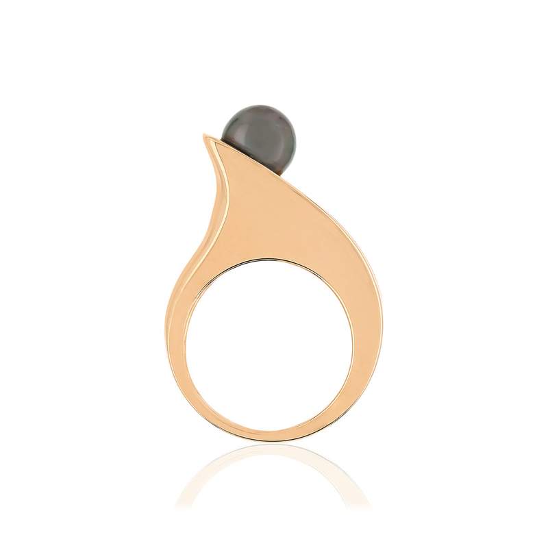 Bague or rose perle de tahiti - vue 2