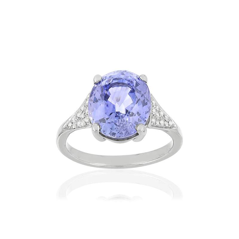 Bague or blanc saphir diamants - vue 1