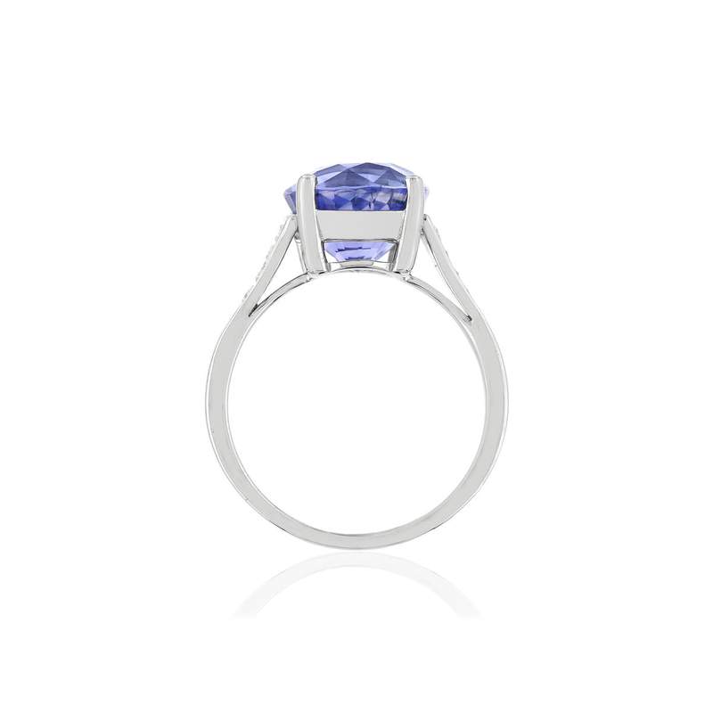 Bague or blanc saphir diamants - vue 2