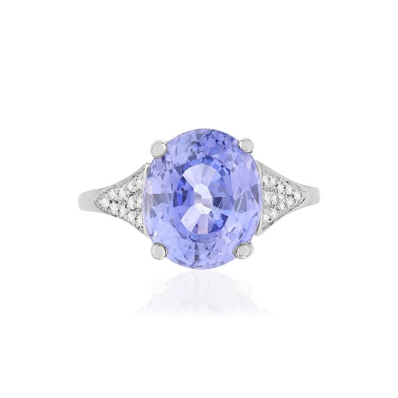 Bague or blanc saphir diamants - vue 3
