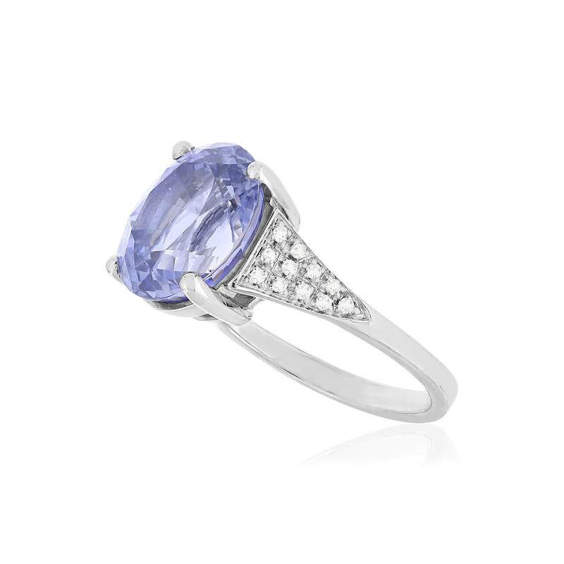 Bague or blanc saphir diamants - vue D1