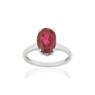 Bague or blanc tourmaline rose