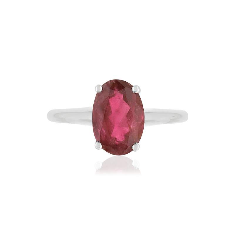 Bague or blanc tourmaline rose - vue 3