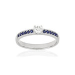 Bague or blanc diamant saphirs - vue 1