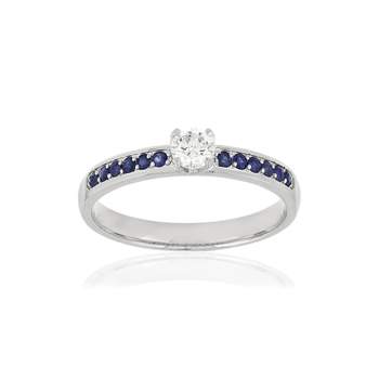 Bague or blanc diamant saphirs